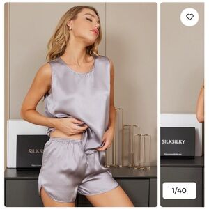 Silk Sleeveless Top and Shorts PJ Set